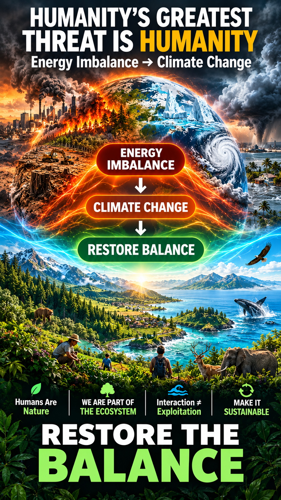 Energy Imbalance → Climate Change → The Solution = Balance